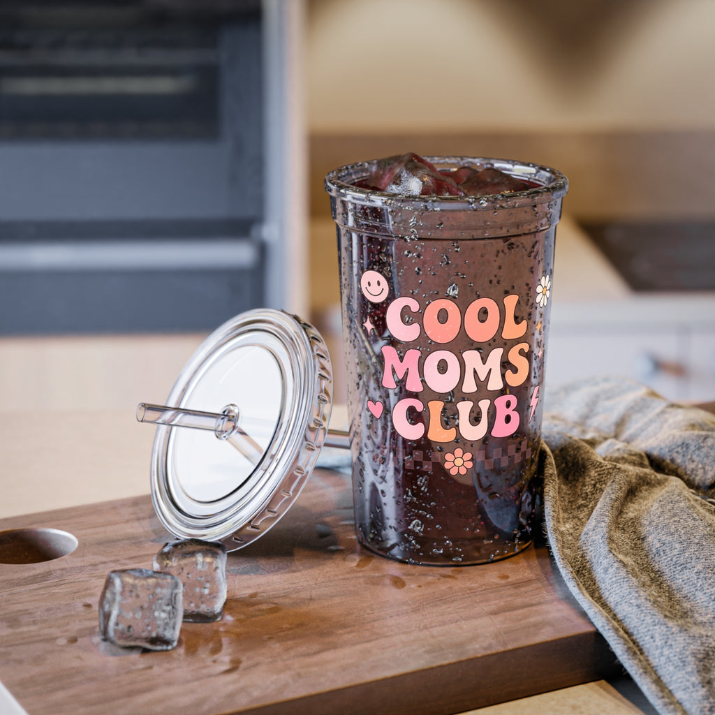 Cool Moms Club Acrylic Tumbler – Retro Floral Travel Cup