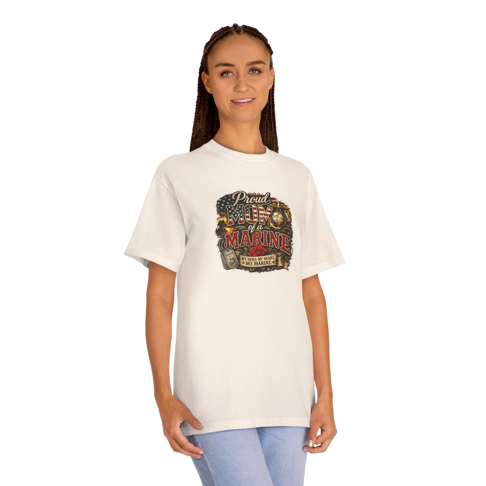 Proud mom of a Marine T-Shirt — Vintage American Flag Marines Design