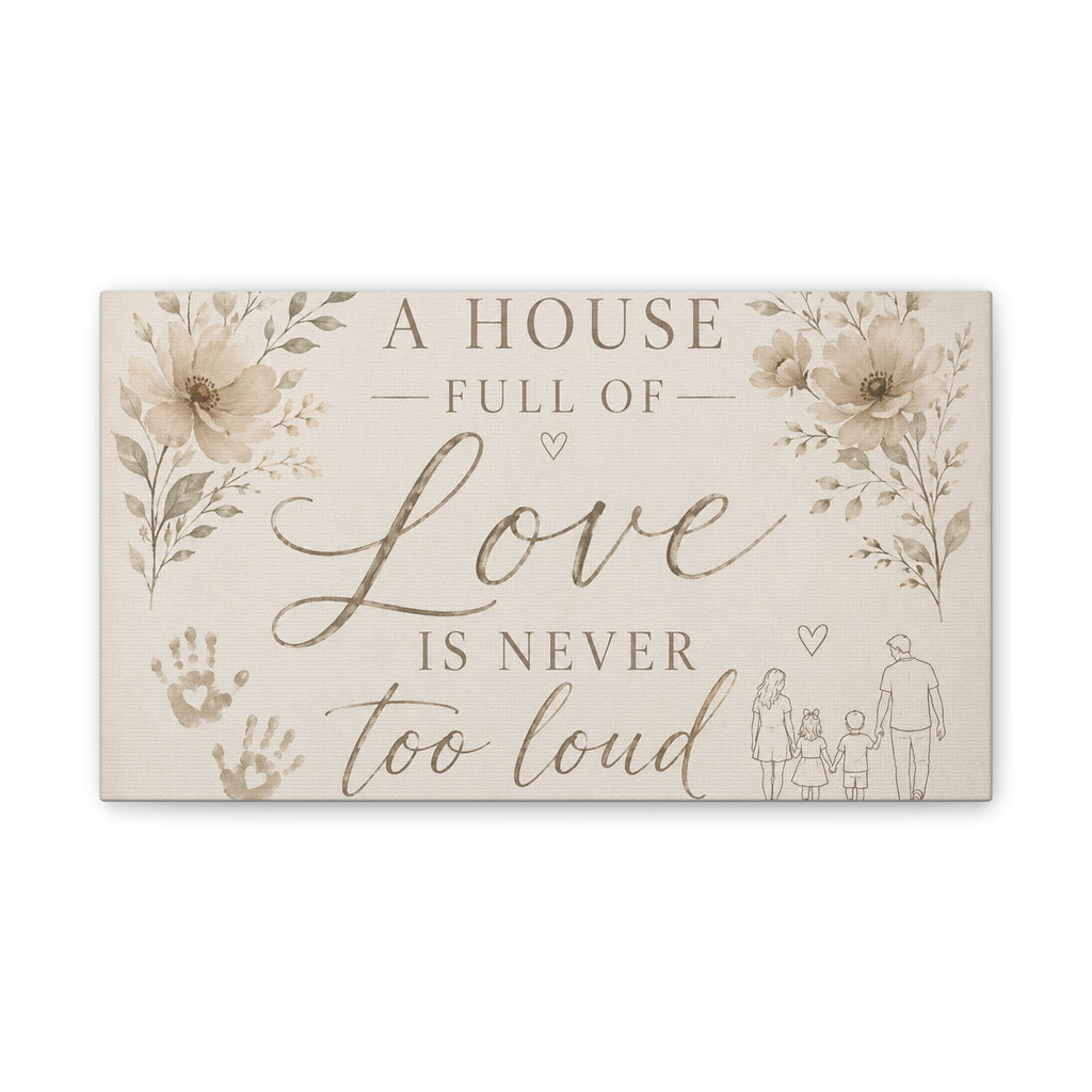 Canvas Wall Art - "A House Full of Love Is Never Too Loud" Family Quote